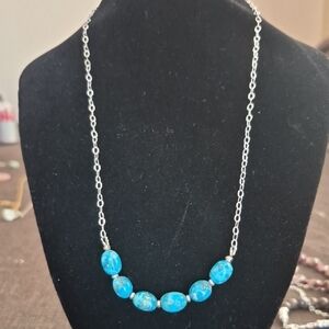 Sleeping Beauty Turquoise 18" Necklace On Sterling Silver Chain